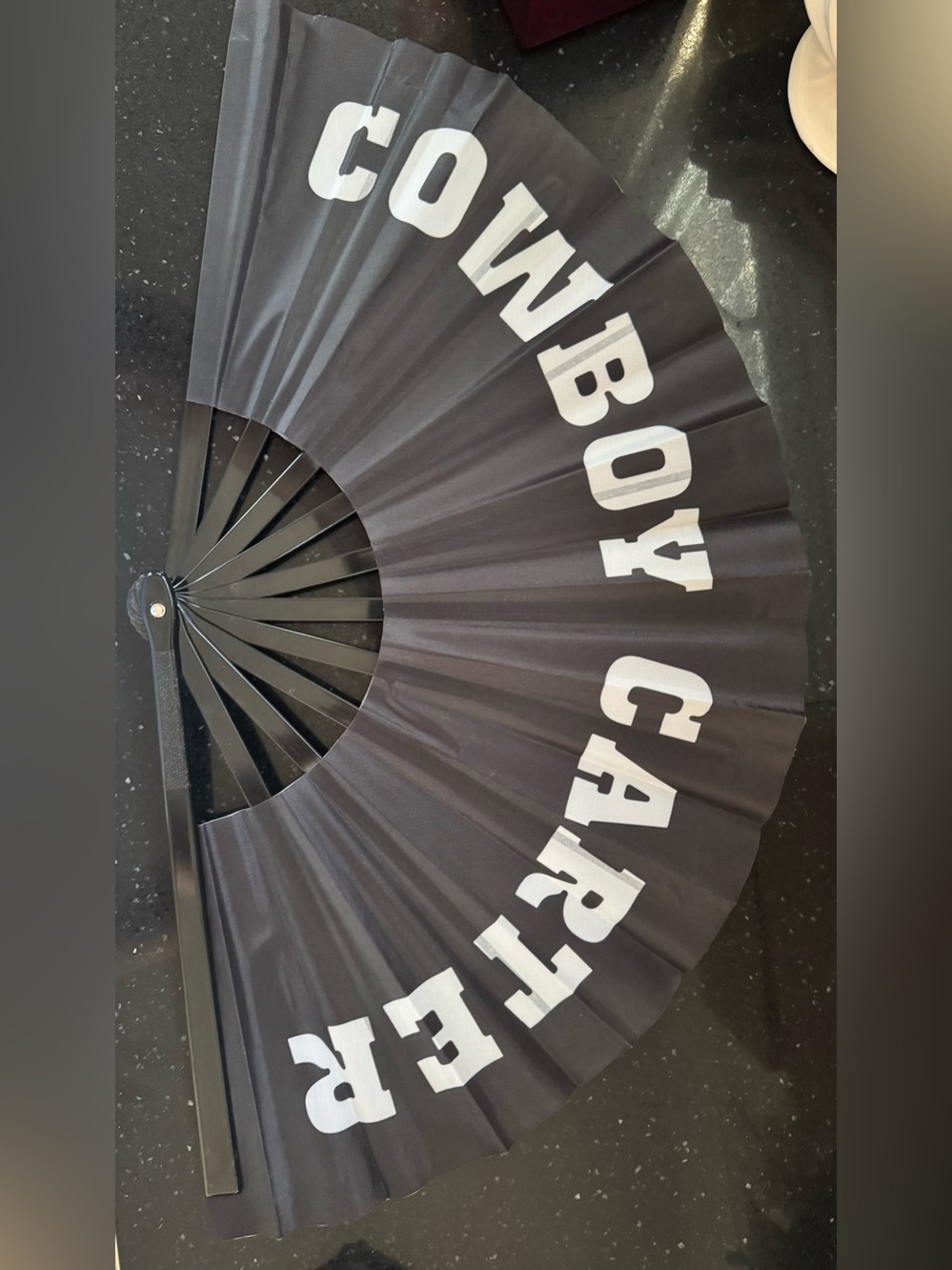 Cowboy Carter Black Folding Hand Fan — Lightweight Statement Accessory